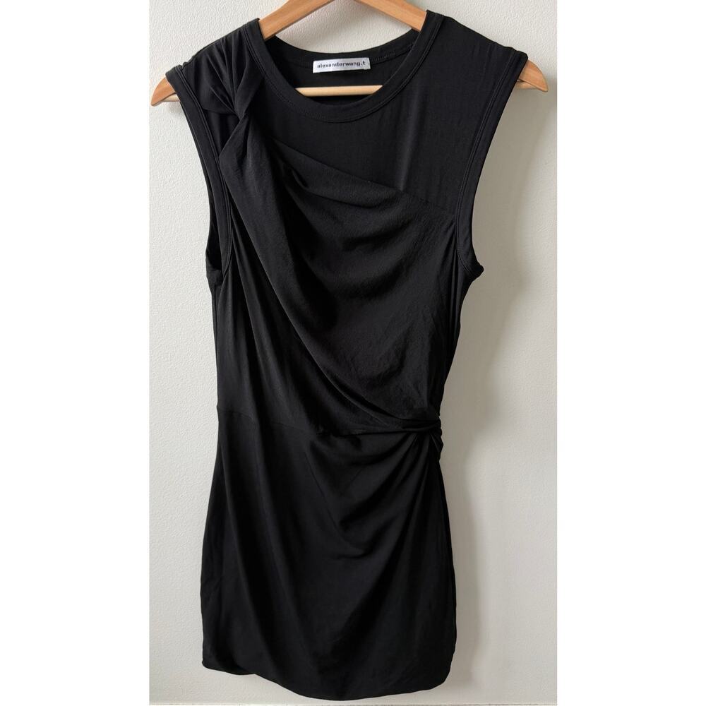 Alexanderwang.t black Ruched Twist Mesh Mini dress size medium